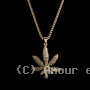 Collier acier feuille de cannabis