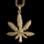 Collier acier feuille de cannabis