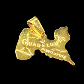 Pendentif acier carte île Guadeloupe