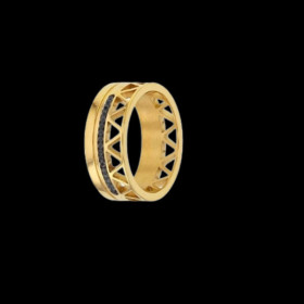 Bague géométriques avec cristaux noir