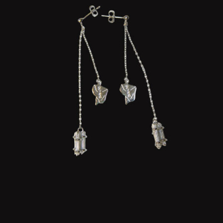 Boucles d'oreilles Forçat émail noir Carte Guyane
