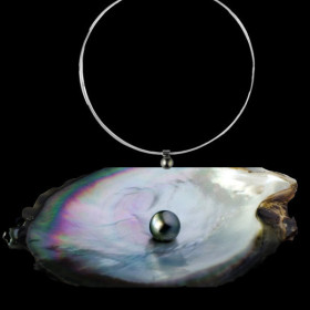 Collier câble acier blanc avec perle de culture