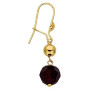 Boucle D'Oreille Pendant Or Boule Grenat