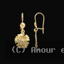 Boucle d'oreille pendante Hibiscus or
