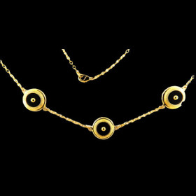 Collier Plaqué or Onyx 3 Eléments