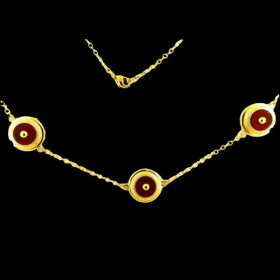 Collier Plaqué or Cornaline 3 Eléments