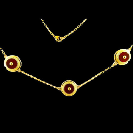 Collier Plaqué or Cornaline 3 Eléments