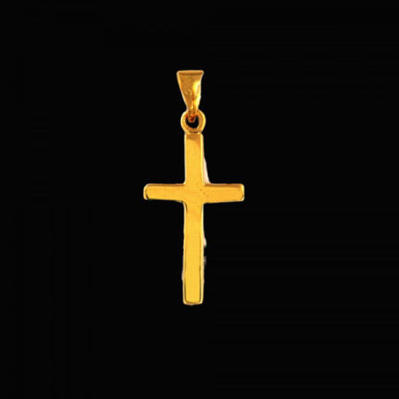 Pendentif Croix Lisse Plaqué Or