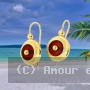 Boucles d'oreilles Créoles Dé Cornaline