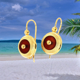 Boucles d'oreilles Créoles Dé Cornaline