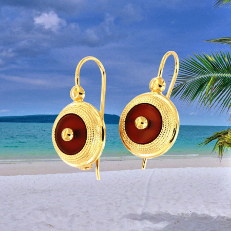 Boucles d'oreilles Créoles Dé Cornaline