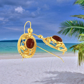 Boucle d'oreille Cornaline Ajoure