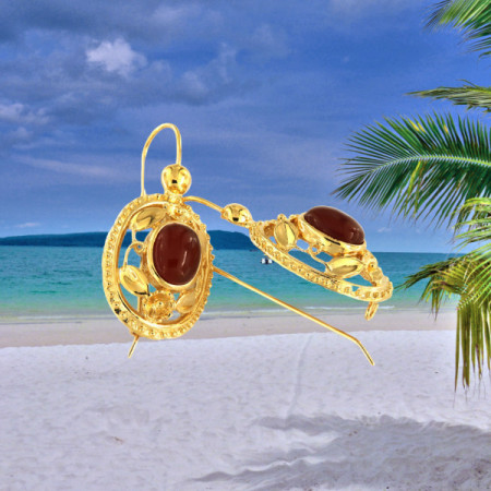 Boucle d'oreille Cornaline Ajoure