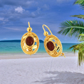 Boucle d'oreille Cornaline Ajouré