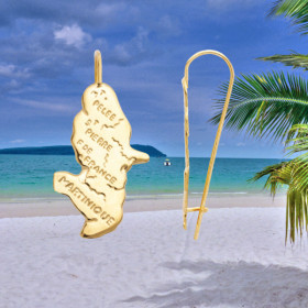 Boucles d'oreilles carte Martinique et Colibri