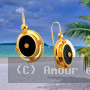 Boucles d'oreilles Créoles Crochet Pierre Noir