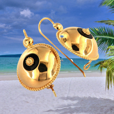 Boucles d'oreilles Tété Antillaise Onyx Lisse