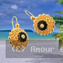 Boucles d'oreilles Plaqué Or Tété Antillaise Noir