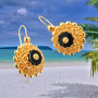 Boucles d'oreilles Plaqué Or Tété Antillaise Noir