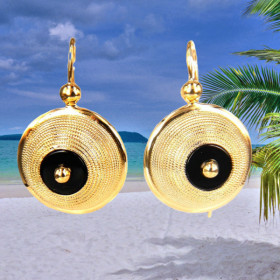 Boucles d'oreilles Créoles Tété Antillaise Onyx noir