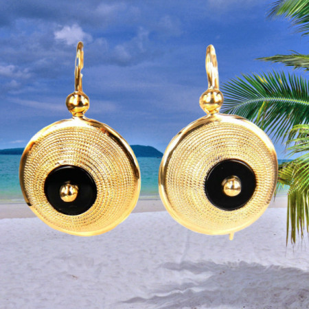Boucles d'oreilles Créoles Tété Antillaise Onyx noir