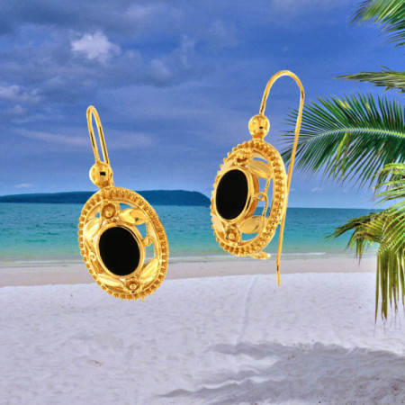 Boucles d'oreilles Créoles Onyx Ajouré