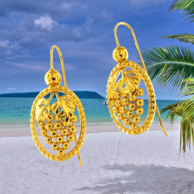 Boucles d'oreilles Grappe Raisin Plaqué Or