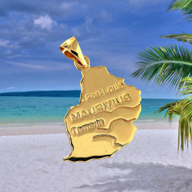 Pendentif Carte Maurice Plaqué Or
