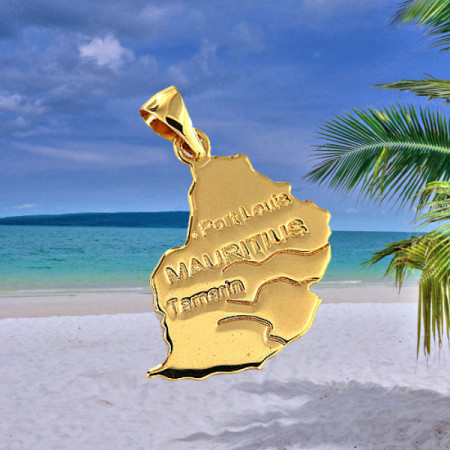 Pendentif Carte Maurice Plaqué Or