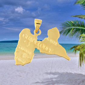 Pendentif Carte de la Guadeloupe Plaqué Or
