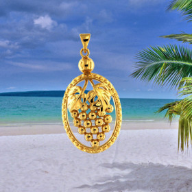 Pendentif Grappe Raisin Plaqué Or