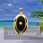 Pendentif Plaqué Or Crochet Pierre Noir Onyx