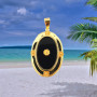 Pendentif Plaqué Or Crochet Pierre Noir Onyx