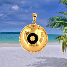 Pendentif Plaqué Or Onyx NOIR