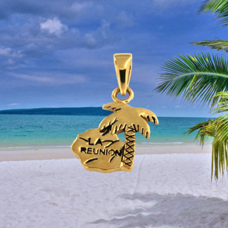 Pendentif Réunion Cocotier Plaqué or