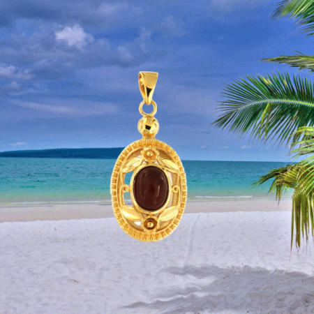 Pendentif Cornaline ajouré plaqué