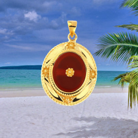 Pendentif Crochet Cornaline Plaqué Or