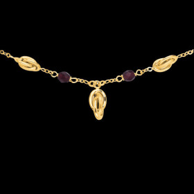 Collier 3 Noeuds Forçat Y cristaux Grenat