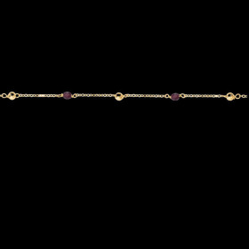 Bracelet 2 Boules Forçat 2 cristaux Grenat
