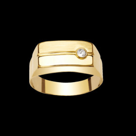 Chevalière rectangle Oxyde de Zirconium blanc