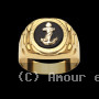 Chevalière ovale Onyx avec Ancre