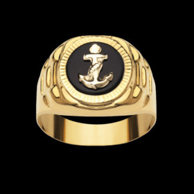 Chevalière ovale Onyx avec Ancre
