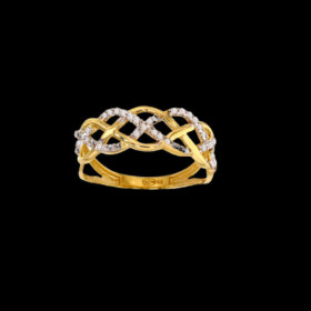 Bague vrilles 4 rangs bicolore avec oxydes de zirconium