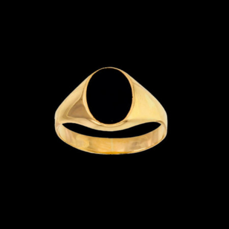 Chevalière forme ovale pierre Onyx noir