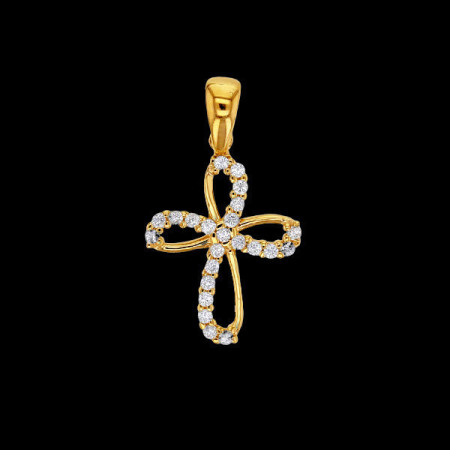 Pendentif croix ajouré en Or oxyde de zirconium en Or
