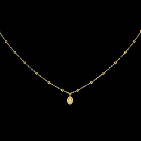 Collier chaîne Boules Vierge miraculeuse pampille