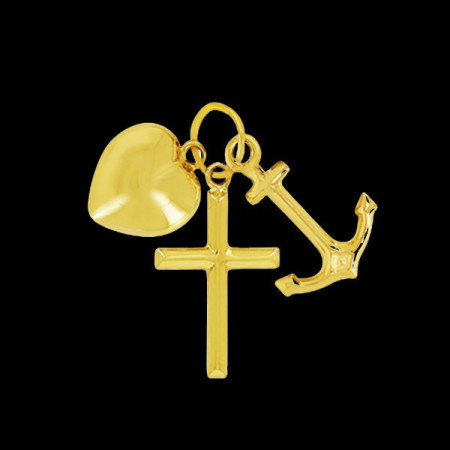 Pendentif 3 Vertus coeur /croix/ ancre Or 18 Carats