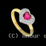 Bague Coeur Or Pierre Bicolore