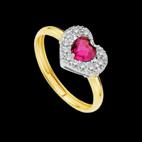 Bague Coeur Or Pierre Bicolore