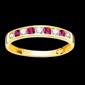 Bague Disque Or Jaune 18 Carats Pierre